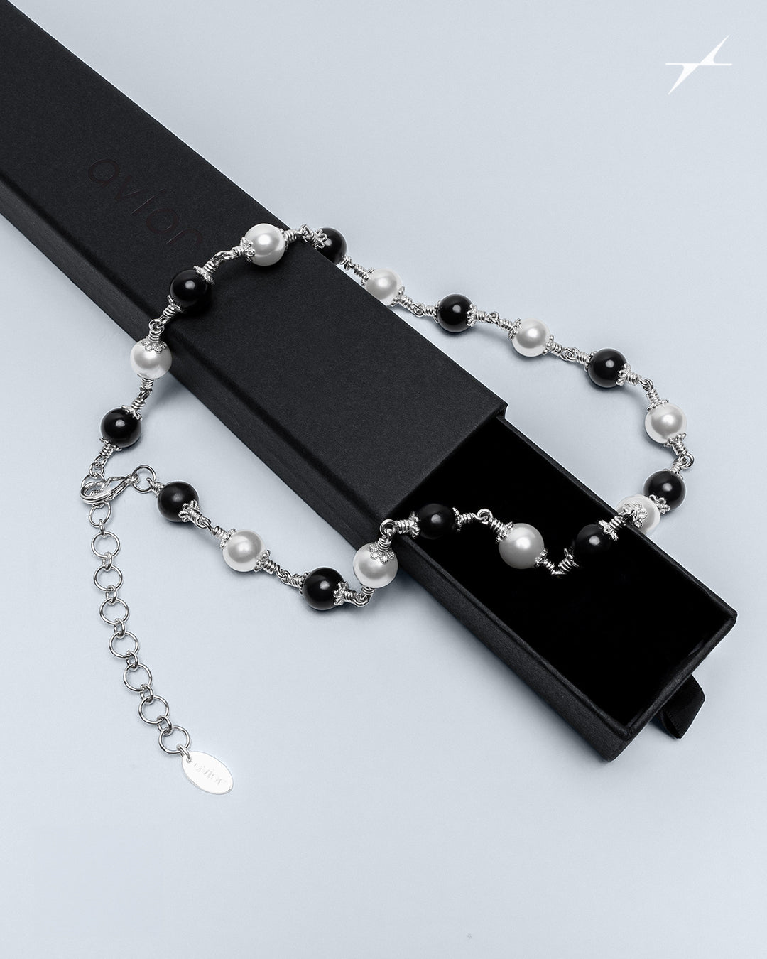 Black & White Rosary Necklace