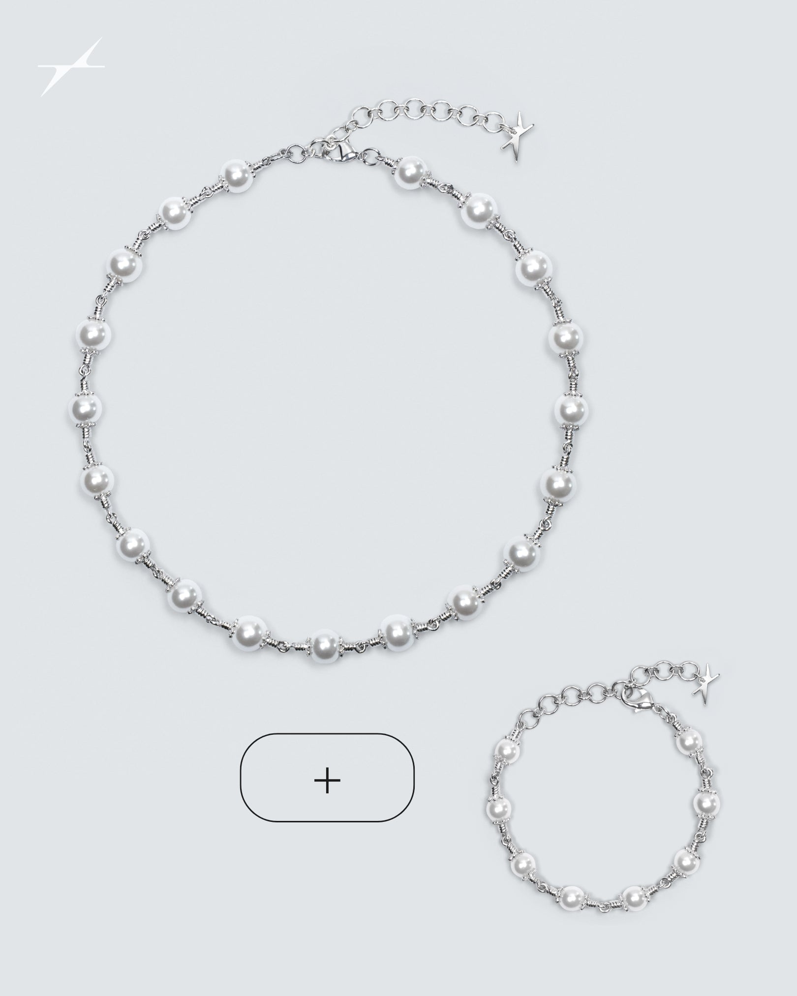 White Rosary Necklace + Bracelet Bundle