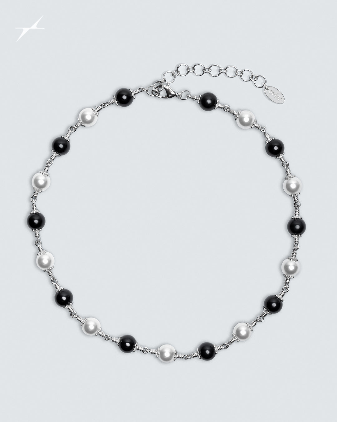Black &amp; White Rosary Necklace