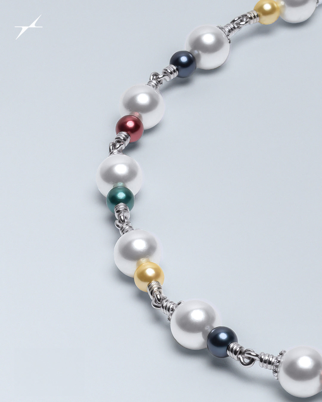 White &amp; Rainbow Rosary Necklace Layer Bundle
