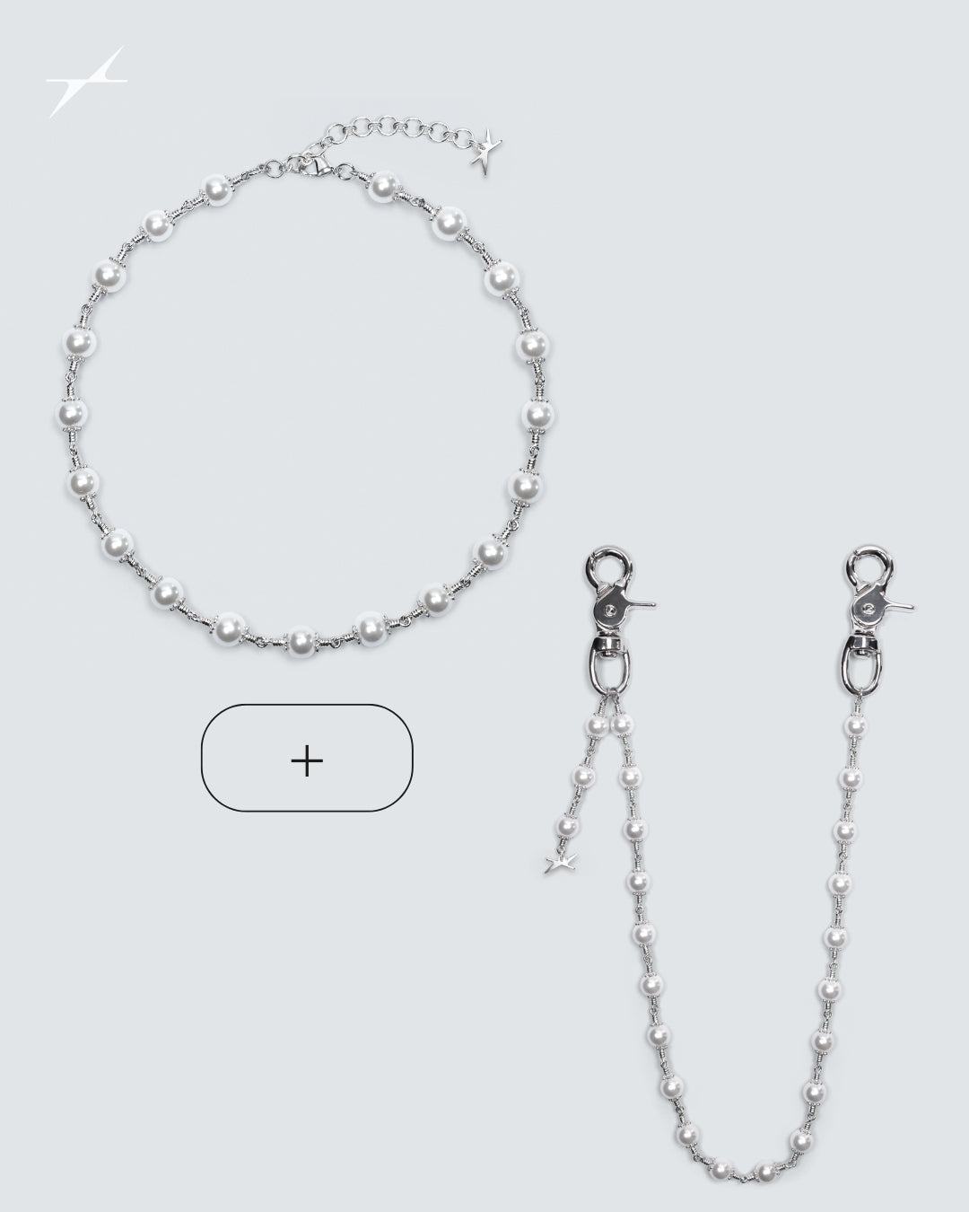 White Necklace + Wallet Chain Bundle
