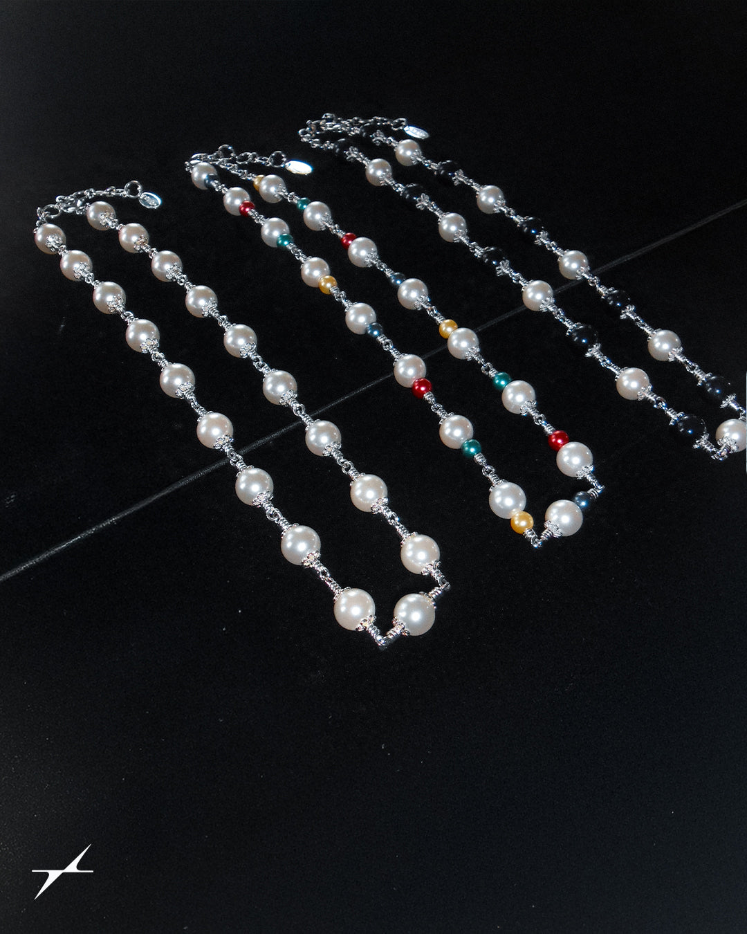 White &amp; Rainbow Rosary Necklace Layer Bundle